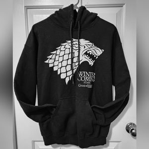 HBO Game of Thrones Winter is Coming Mens Black Stark Hoodie Jacket sz M